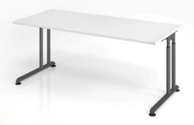 Schreibtisch Zell 180x80 cm Weiss Grafit ohne Seitenblenden